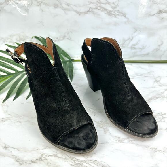 Frye Courtney Suede Slingback Heeled Mule Bootie Black Size 9 - Picture 7 of 13